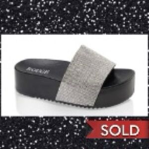 Black /Rhinestone Open Toe Platform Sandals